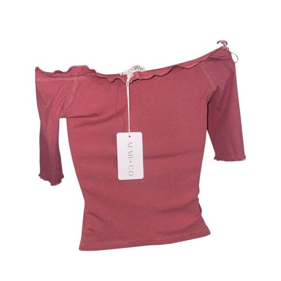 NEW WITH TAGS Beautiful Aemi + Co Lettuce‎ Edge trim top blouse Size small pink - Picture 3 of 7